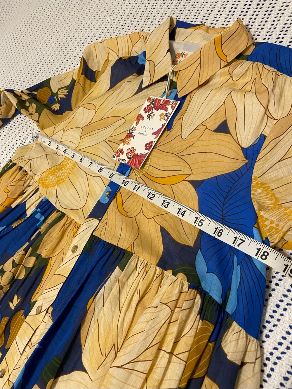 Sézane x Farm Rio Hilma Shirt Dress "Floral Mandacaru" print MIDI Size 2 - Picture 14 of 14